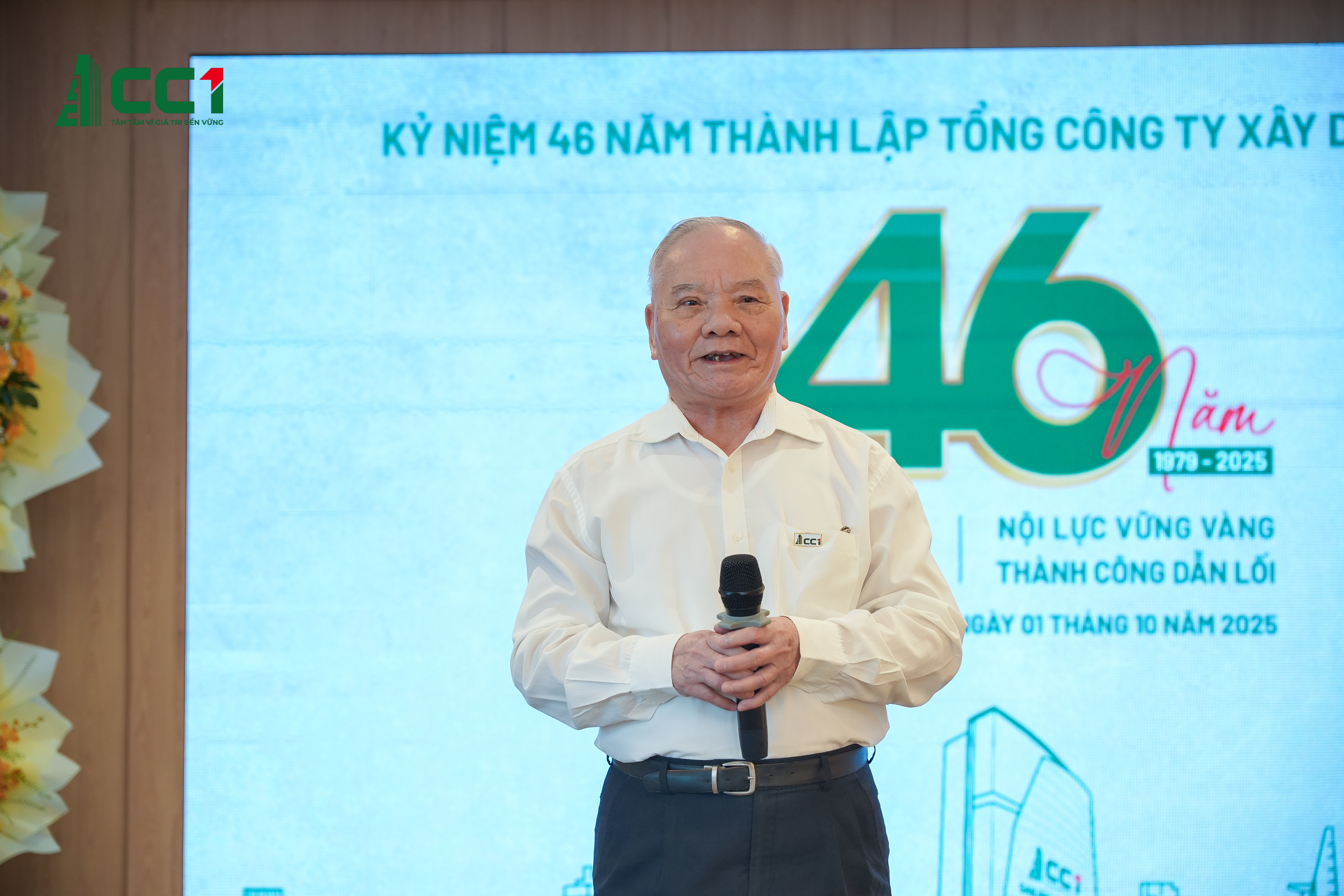 Ông Nguyễn Thiêm, đại diện thế hệ lãnh đạo tiền nhiệm, phát biểu tri ân và gửi gắm kỳ vọng tới thế hệ trẻ CC1